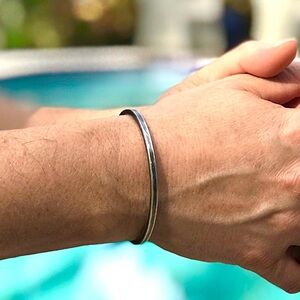 Oxidized 925 Sterling Silver Square Open Cuff Bangle Bracelet Handmade -3mm Wide